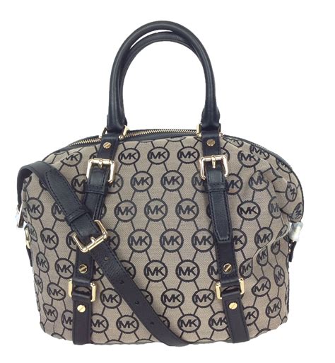 Michael Kors Bedford Jacquard Medium Satchel, Beige/Black